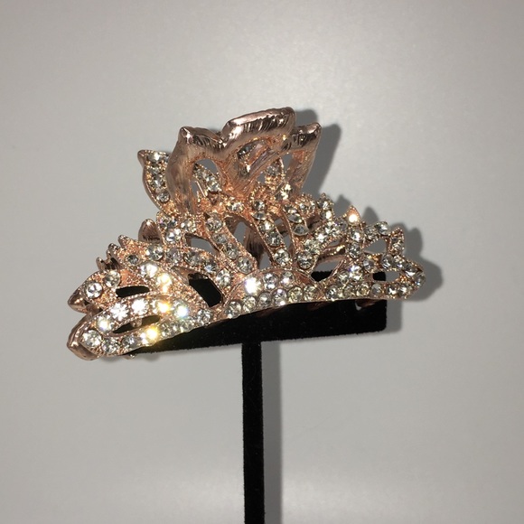Rose Gold crystal hair clip bling bridal wedding - Picture 6 of 7